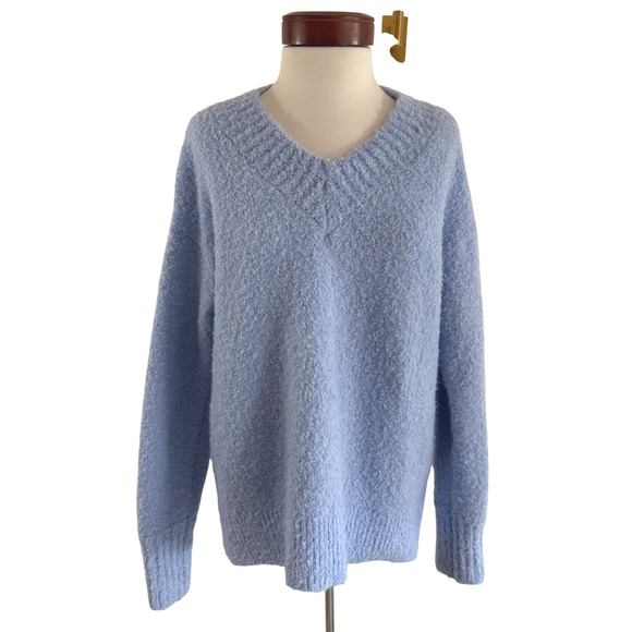 aerie Sweaters - Aerie Teddy Boucle Knit Sweater S Light Blue Oversized Soft‎ Girl Cozy Lounge